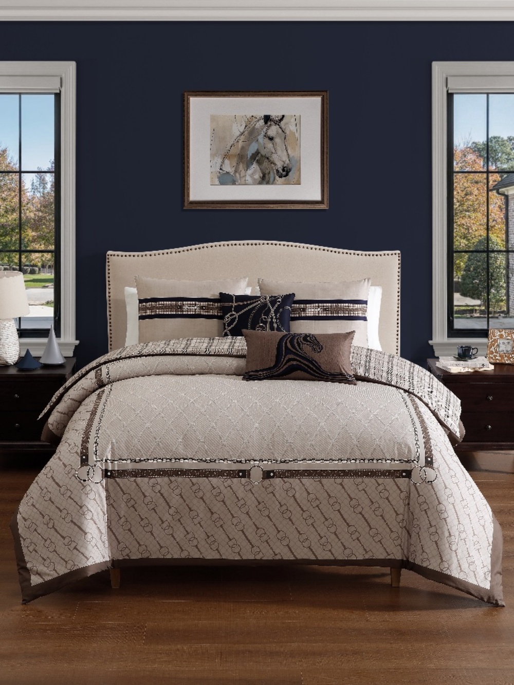 Bebejan Equestrian Reversible Queen Comforter Set